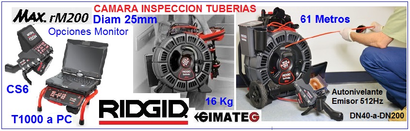 camara ridgid rM200 para inspeccion tuberias 61m de DN40 a DN150