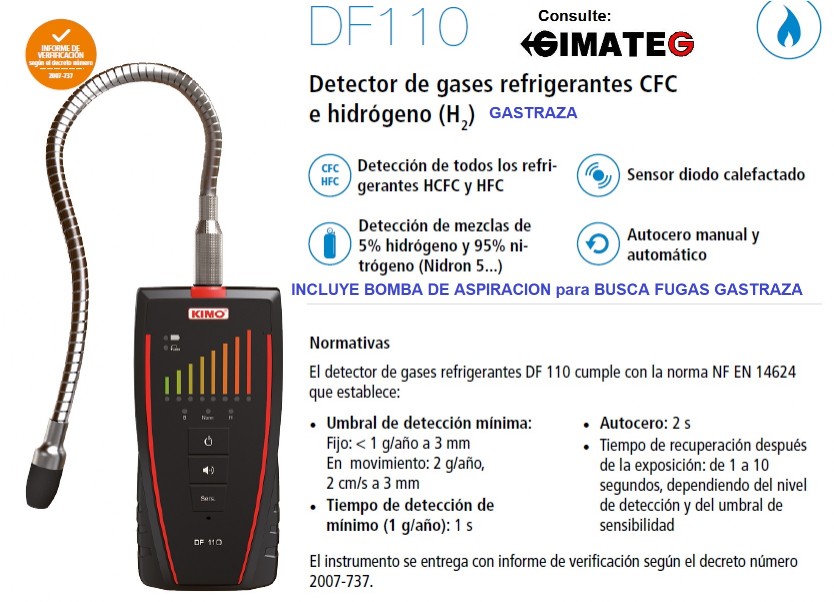 localizador fugas gas H2 al 5% y refrigerantes con bomba sauerman kimo gimateg