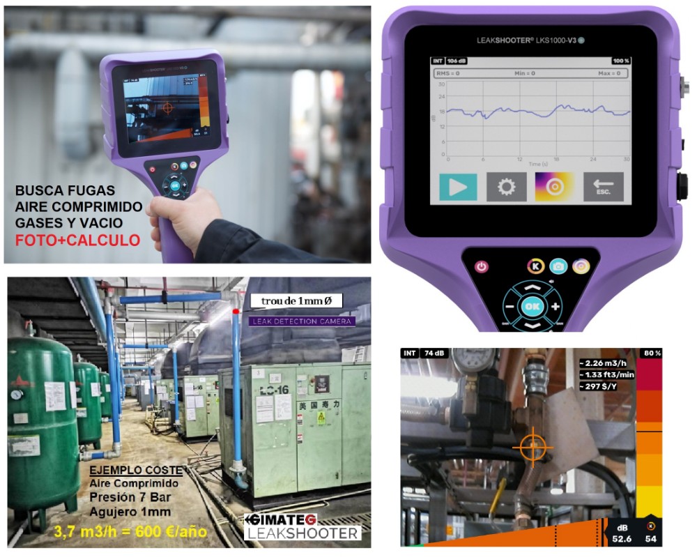 busca fugas aire comprimido leakshooter por ultrasonido calculo y foto gimateg