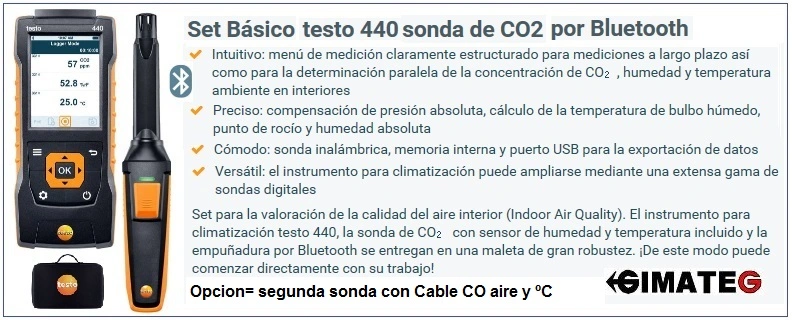 instrumento testo 440 clima y Prevencion CO2 CO GimateG