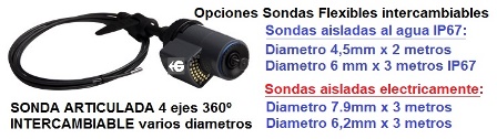 Sondas intercambiables 4,5mm o 6mm videoscopio G+ GimateG