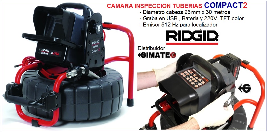 camara ridgid compact-2 para inspeccion tuberias de DN40 a DN150