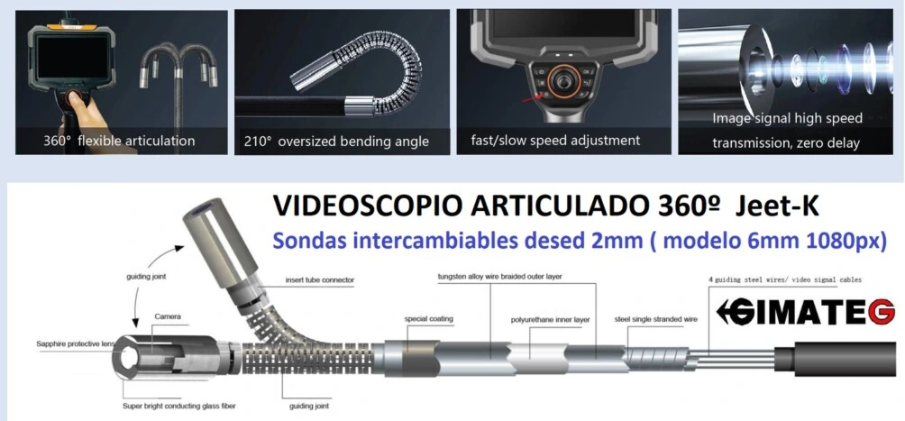 videoscopios articulados 4 ejes varias medidas JK gimateg