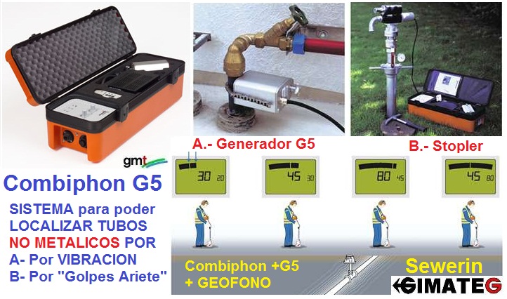 localizador tubos combiphon geofono y valvula sewerin gimateg