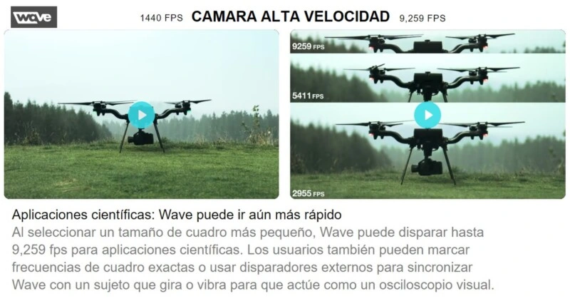 formatos y velocidad fps video alta velocidad wave2T