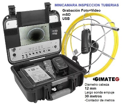camara 12mm x30metros inspeccion tubos +contador GimateG