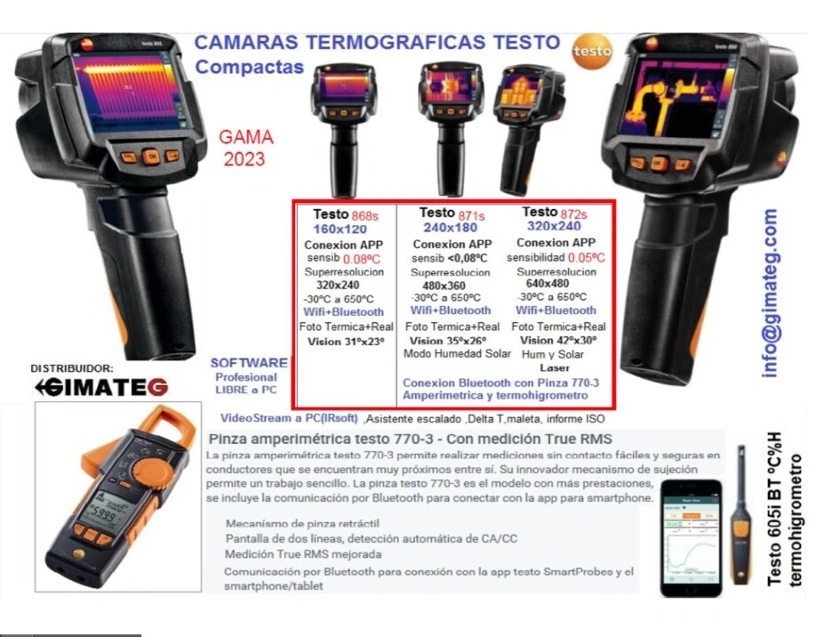 termografia wifi Bluetooth testo 872s 871s y Wifi 868s gimateg