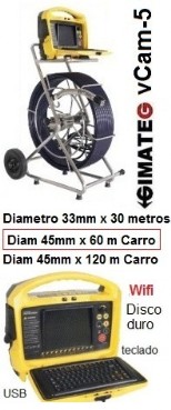 camara inspeccion tubos vcam5 diametro 45mm 60 metros gimateg vivax