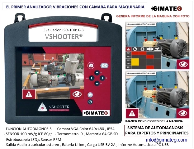 Analizador vibraciones para maquinaria con camara foto vShooter Gimat