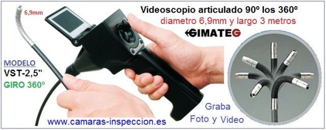 videoscopio industrial 360 grados de 6,9 mm largo 3 metros GimateG